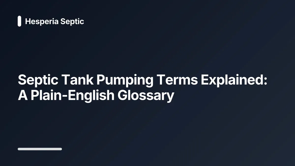 septic tank pumping glossary