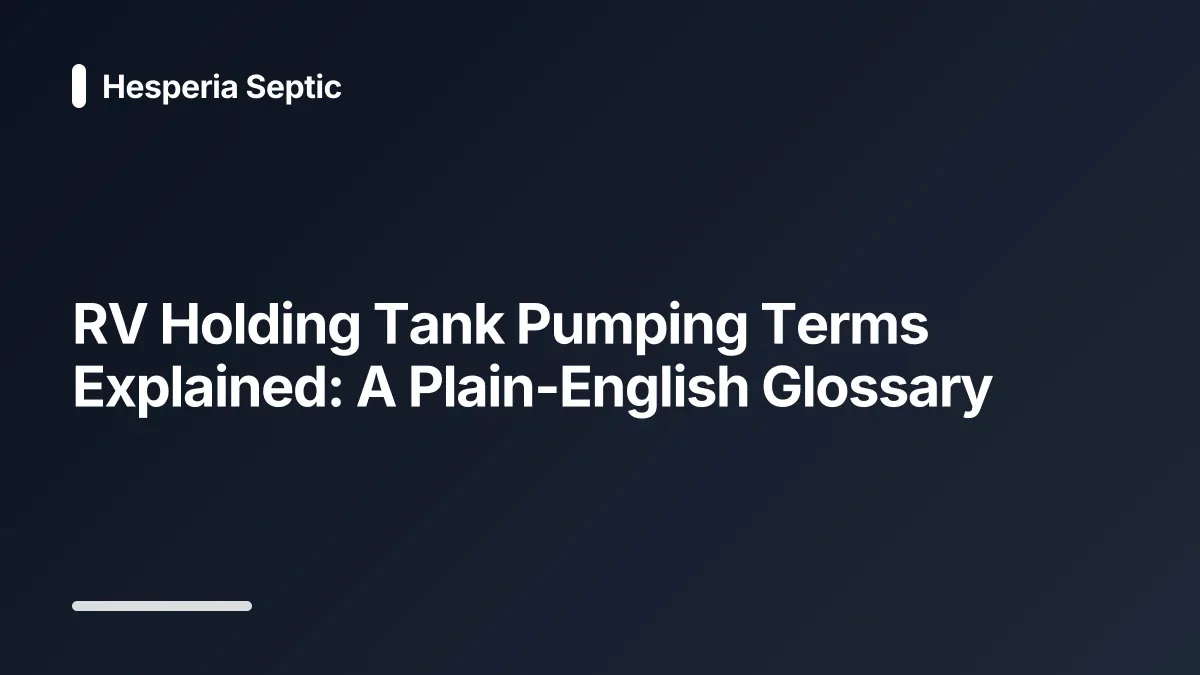 rv holding tank pumping glossary