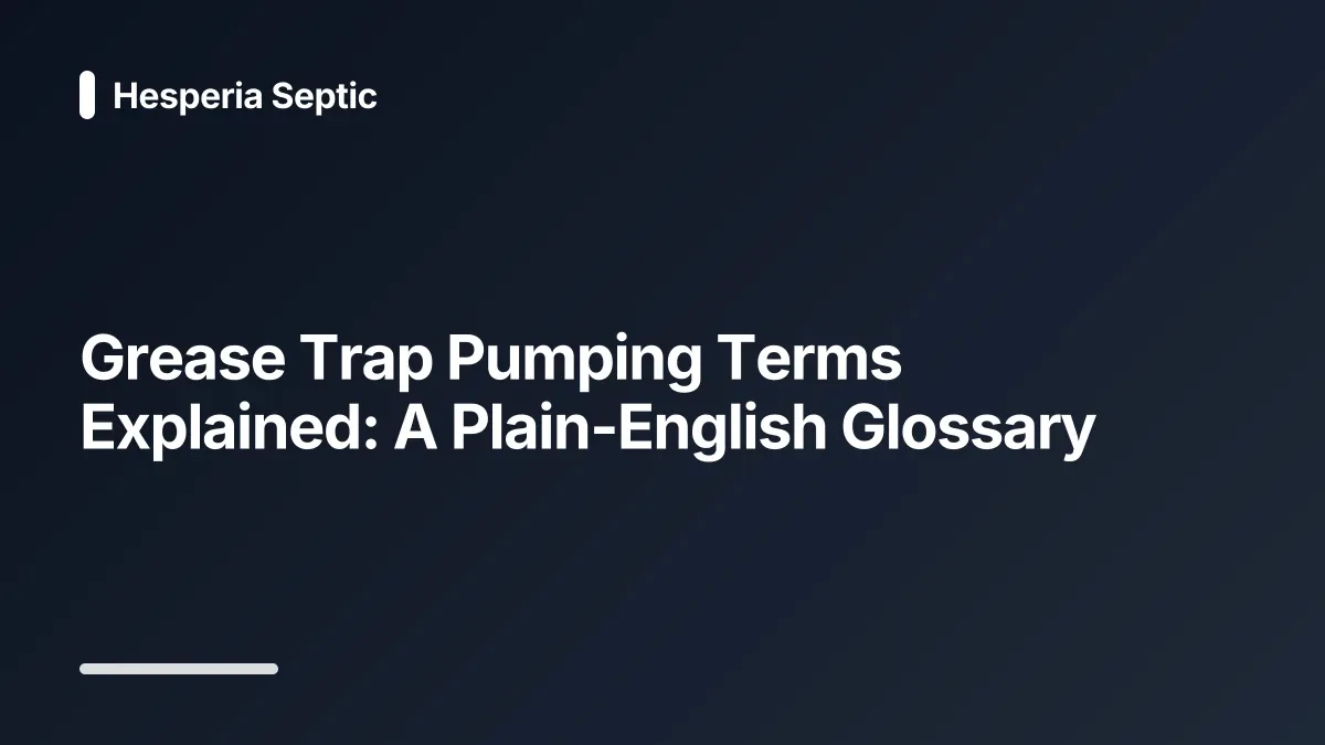grease trap pumping glossary