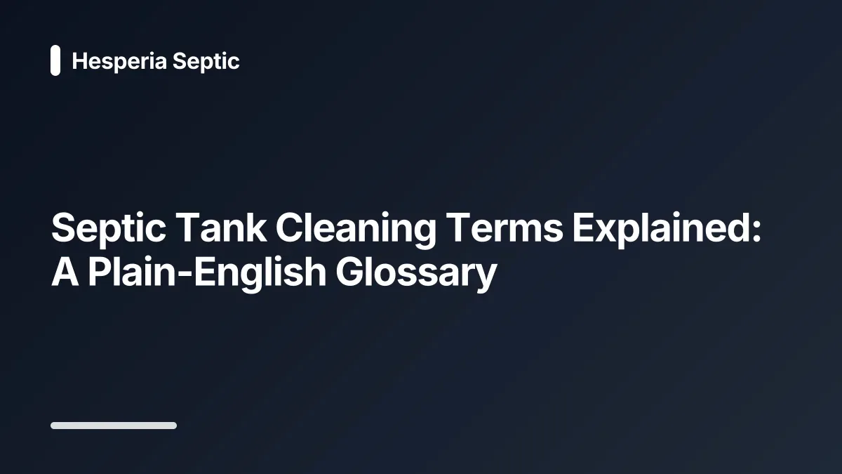 septic tank cleaning glossary