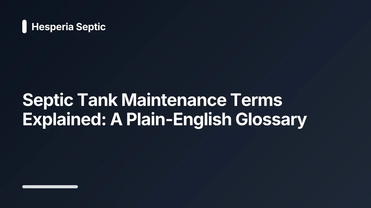 septic tank maintenance glossary