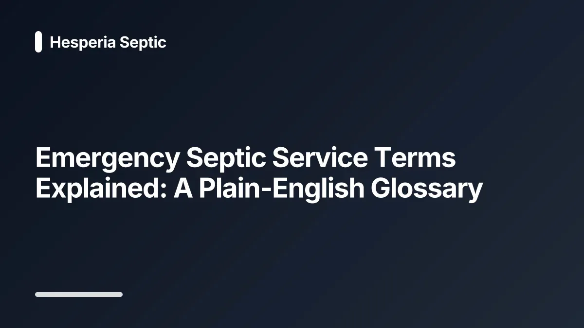 emergency septic service glossary